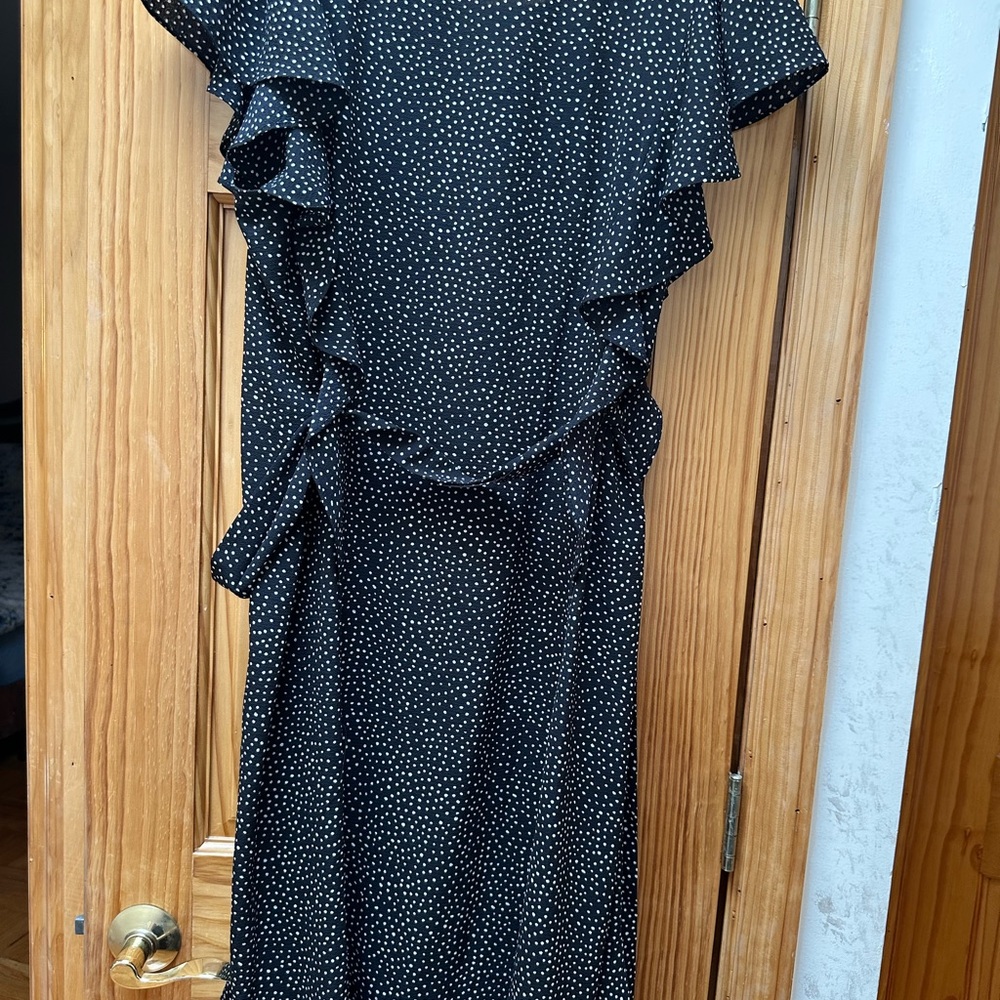 Max Studio Black Midi Dress with White Dots